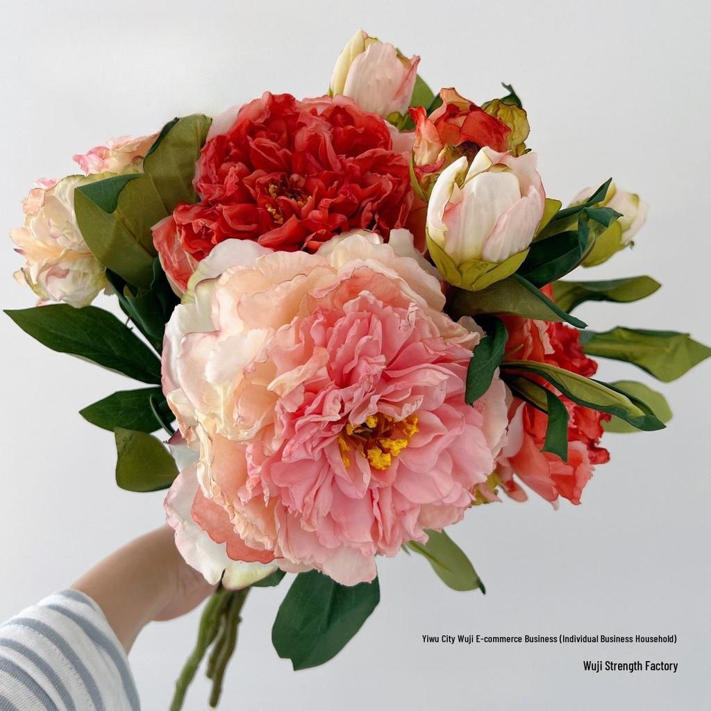 High-Quality Burnt Edge Silk Peony - Artificial Flower for Home Decor & Photography
