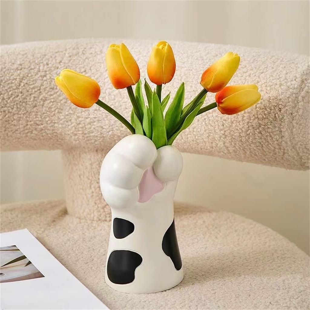 Cartoon Cat Vase Claw Shape Resins Flower Vase Plant Stand Multifunctional Flowerpots Bedroom Table Desk Decorations