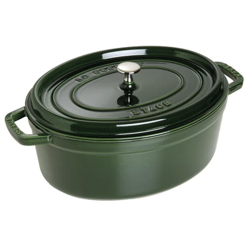 

Staub La Cocotte Round Oval Basil Green 33cm, Double-Handled Enamel Pot, Induction Compatible [Official Japanese Product] 40509-691