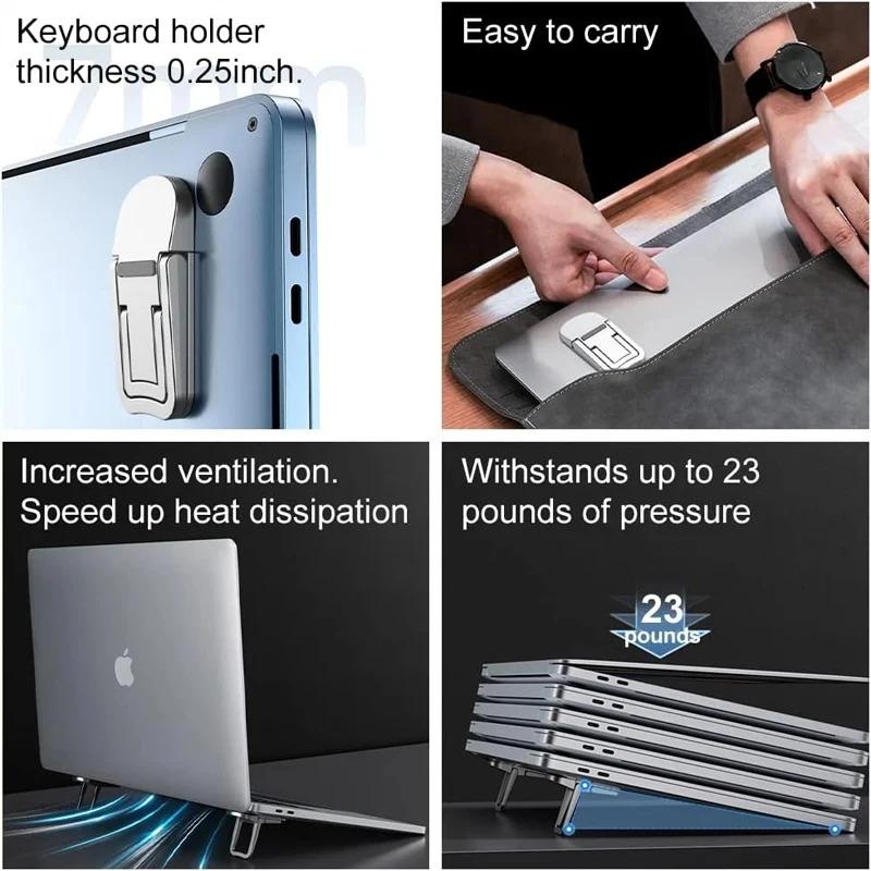 2pcs/Set Foldable Laptop Stand Portable Notebook Support Holder Adjustable Riser Cooling Bracket Universal for Laptop Tablet   4