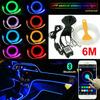 4-в-1 6M Автомобільний LED RGB Салонний Оптоволоконний Неоновий EL Провід Стрічка Світлова Атмосфера APP