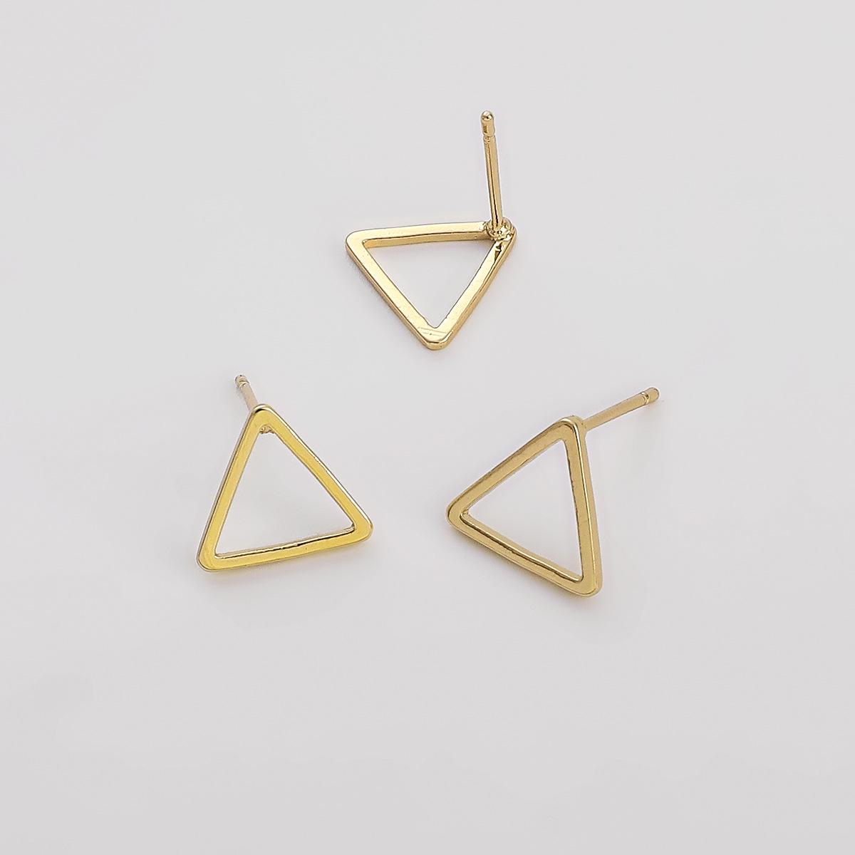 Геометрические серьги-гвоздики из квадратной проволоки с покрытием 14K золотом, сохраняющие цвет, 12 мм - Дизайн  Круг и Треугольник