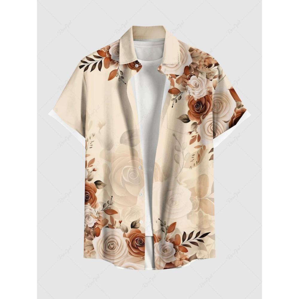 Men's Plus Size Summer Casual Shirt 3D Printed Hawaiian Shirt Beach Vacation Button Short Sleeved Shirt Men's Casual