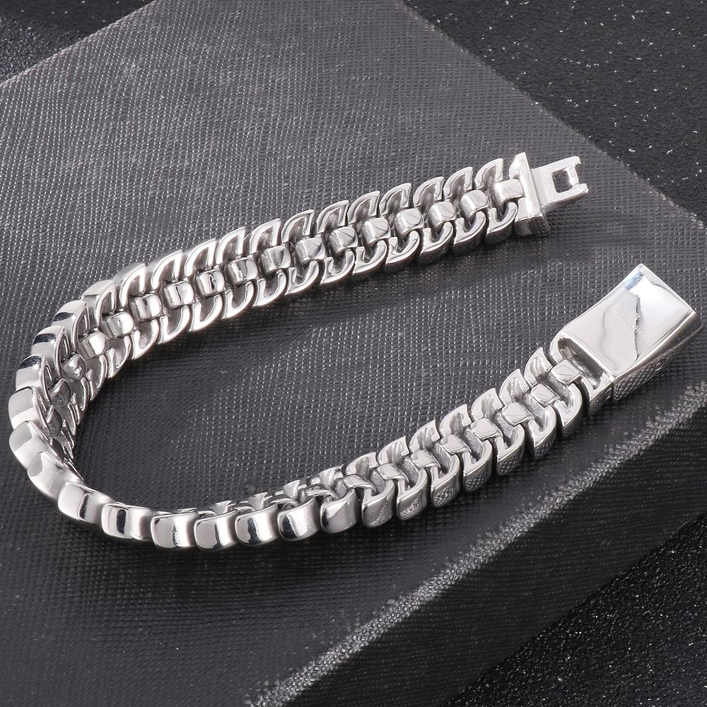 316L Edelstahl Kettenarmband für Herren Nie verblassend Goldfarbe 12MM Gliederketten Armbänder Und Armreifen Mit Geschenkbeutel