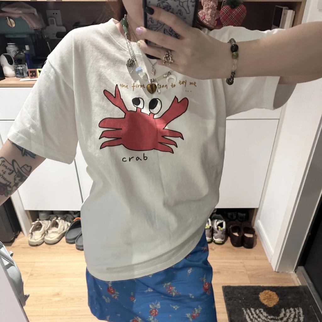 Korean Funny Letter Print White Short Sleeved T-shirts for Women 2025 Summer Casual Loose Women's All-match T Shirt Harajuku Streetwear Tees Y2k Tops