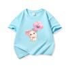 Kids Cotton T Shirt Adorable Mouse With Pansy Flower Print Crew Neck Short Sleeve Tee Casual Boys Girls Summer Tops