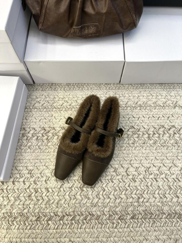French Thick Heel Plush Shoes Mary Jane Single Shoes Women's Evening Shoes 2025 New Autumn and Winter Warm Cotton Shoes