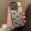 Sweet Cool Pink Black Bowknot Frosted Case for iPhone 17 Air 16 E 15 14 Plus 13 12 Mini 11 Pro Max Acrylic Hard Silicone Cover