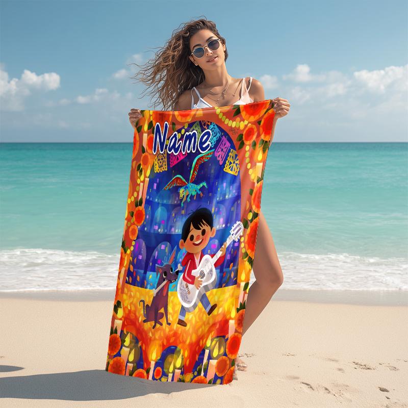Personalized "Captain America: Thunderous Hero" Beach Towel Microfiber Beach Towel Thin Absorbent for Beach Swimming Yoga Bath Sports. 0910112