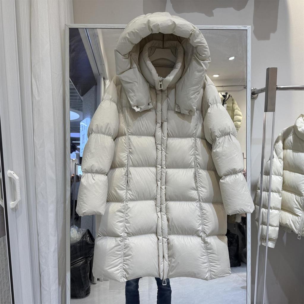 2025 Winter Mid-Length Hooded White Duck Down Jacket - Thick, Loose, Plus Size Puffer Warm Outerwear