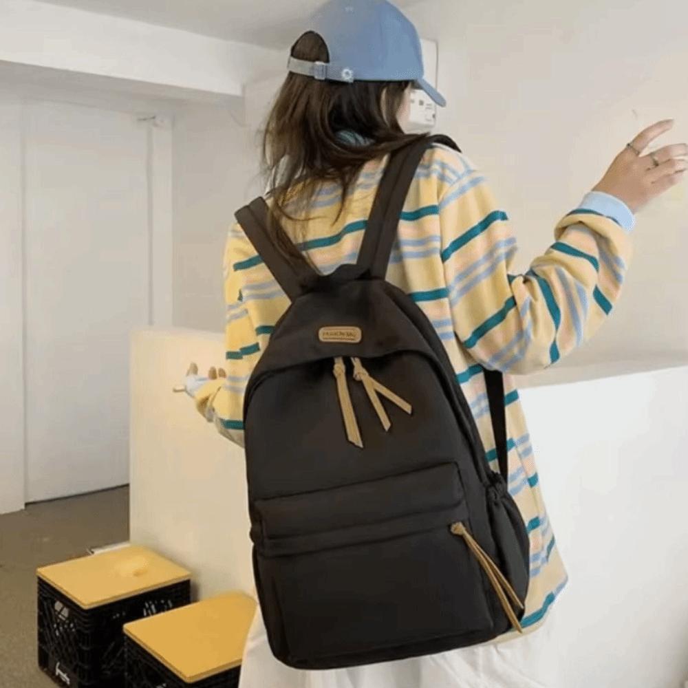 Solid Color School Backpack Large-capacity Shoulder Knapsacks for Teenager