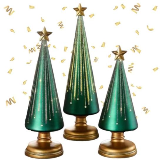 Twinkle Light Christmas Tree Illuminated Starry Night Resin Christmas Tree Ornament for Holiday Bedroom Dorm Tabletop Decor