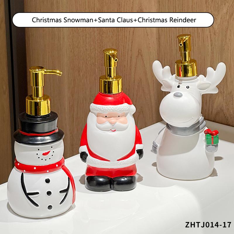 Flacone Sapone Creativo Babbo Natale Riutilizzabile Pupazzo di Neve Natalizio Dispenser Sapone Renna Flacone Pressa Gel Doccia Flacone Sapone per le Mani