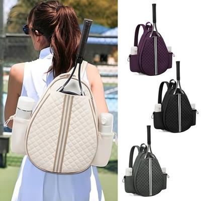 Tennis Racket Sling Bag for Women Men Water Resistant Quilted Racquet Bag