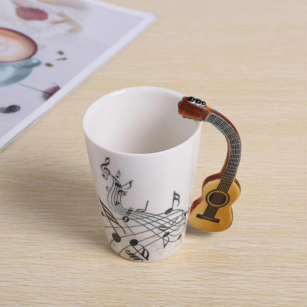 Creative Novelty Guitar Handle Ceramic Cup Free Spectrum Coffee Milk Tea Cup Personality Mug Unique
