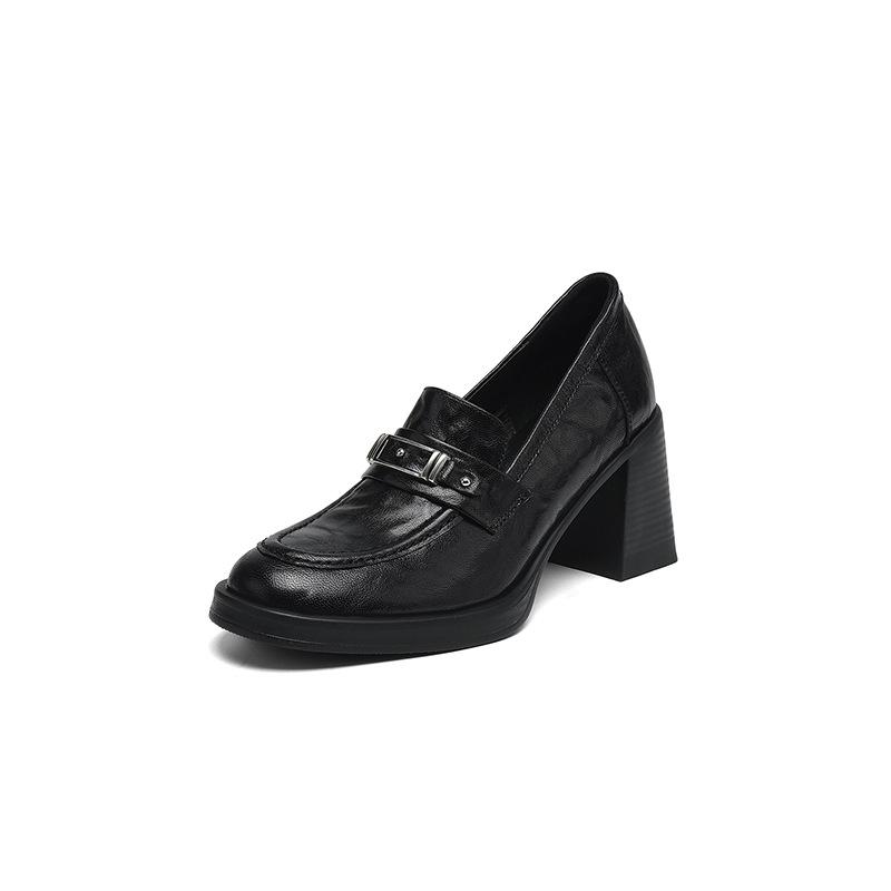 British Style Platform Thick Heel 2025 Autumn New Deep Mouth Single Shoes Commuter High Heel Small Leather Shoes Loafers Women