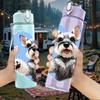 1PC Schnauzer Dog Blue Heart 750ml Color Plastic Sports Water Bottle Leakproof Flip Straw Lid Suitable for Sports Office Home Use