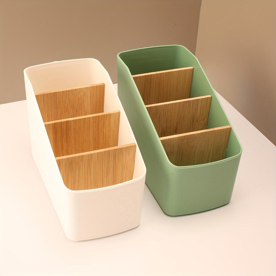 TV Remote Control Holder with 4 Compartments Remote Caddy/Box/Tray Bedside Table Storage Organizer for Cosmetics Office Supplies