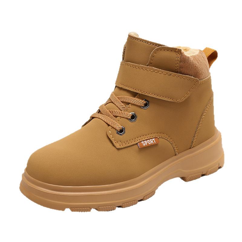 New style cotton shoes for boys, featuring added fleece lining for extra warmth, waterproof design, and a non-slip sole, suitable for children and