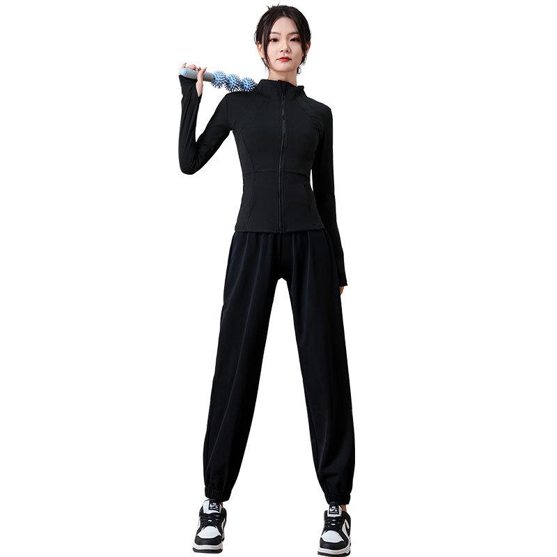 Women's Quick-Dry Yoga & Running Set: Sunscreen Jacket & Casual Pants