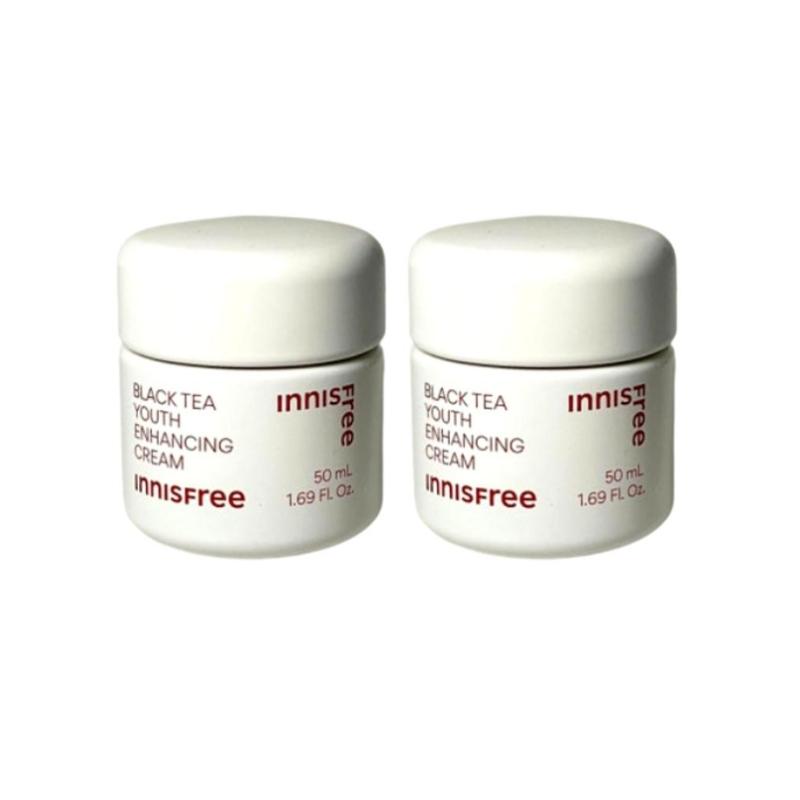 Innisfree Black Tea Youth Enhancing Cream 50ml | Antioxidative Reparatur-Feuchtigkeitspflege für Müde & Trockene Haut | Koreanische Anti-Aging-Nachtcreme