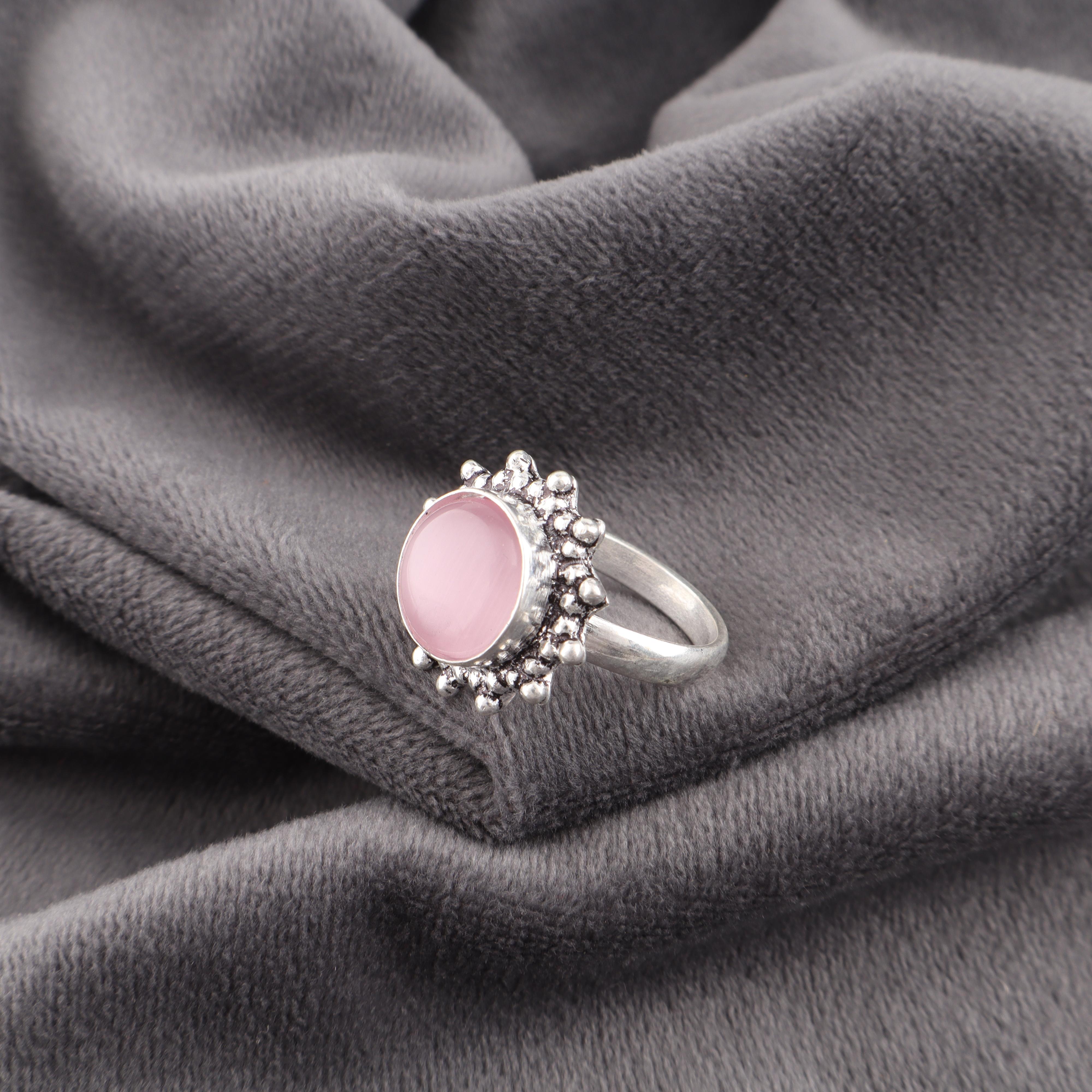 

Розовое кольцо «Кошачий глаз», Ювелирное изделие из серебра 925 пробы, Восхитительное украшение ручной работы, Ювелирное изделие с драгоценным камнем ко Дню памяти 4.5 розовый