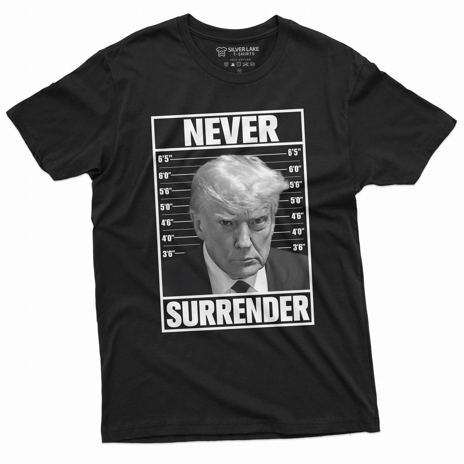Trump Mugshot T-shirt President Trump Never surrender Tee shirt DJT arrest tee L