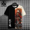 Japanese Anime Samurai Cat T-Shirt For Men 3d Animal Print Short Sleeve Tops Tees Casual T-Shirt Oversized Shirt  Men Kids Clothing