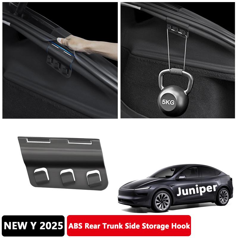 For Tesla Model Y Juniper / Launch Rear Trunk Hook Abs Trunk Side Storage Grocery Bag Hooks Car Interior Accessories