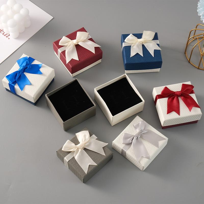 Packaging Box 9*8.5*5.5Cm Bow Bow Packaging Box Paper Watch, Earrings Box For Special Occasions Gift-Giving Jewelry Display