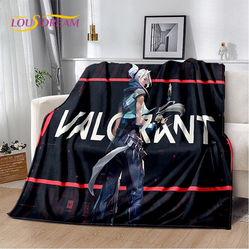

3D HD VALORANT Gamer Cartoon Мягкое плюшевое одеяло, фланелевое одеяло, покрывало для гостиной, спальни, кровати, дивана, чехла для пикника 75x90cm