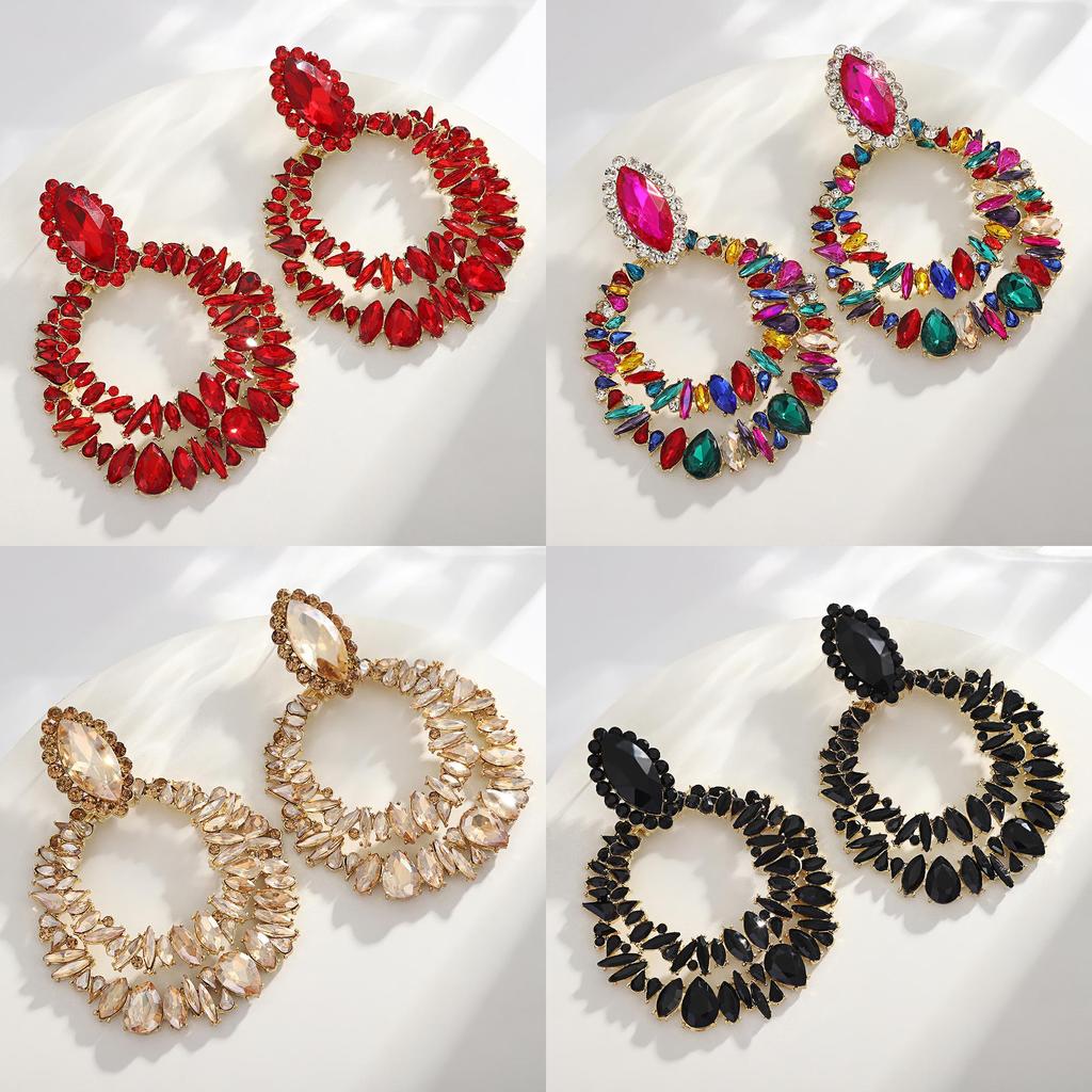 Elegant Round Geometric Alloy Earrings For Women Fashion Summer Trendy Jewelry