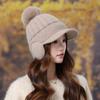 Hat Women's Winter Fleece Warm Wool Hat Windproof Hairball Duck Tongue Knitted Hat