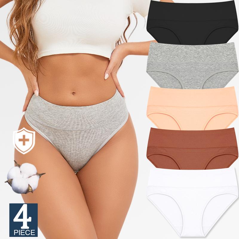 4Pcs/Set Comfortable Panties Solid Color Basic Briefs for Women Cotton Underwear S-XXL Panty Plus Size Women's Lingerie