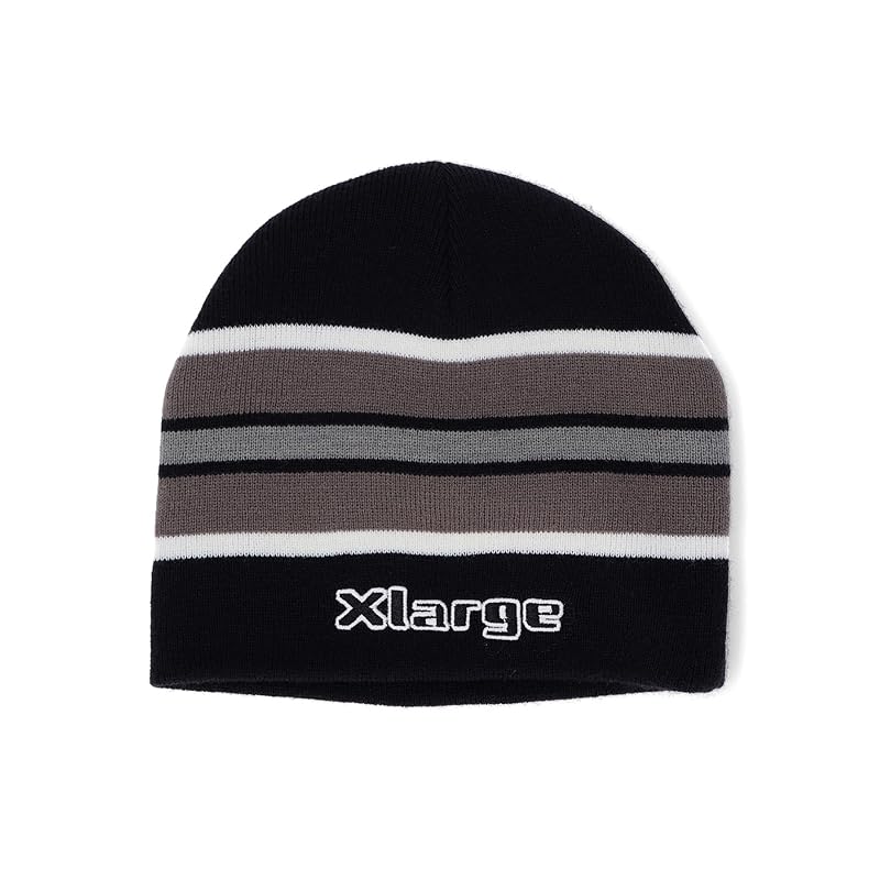 

[Очень большая] шапка с логотипом SCRATCH STRIPED SINGLE BEANIE мужская ЧЕРНАЯ
