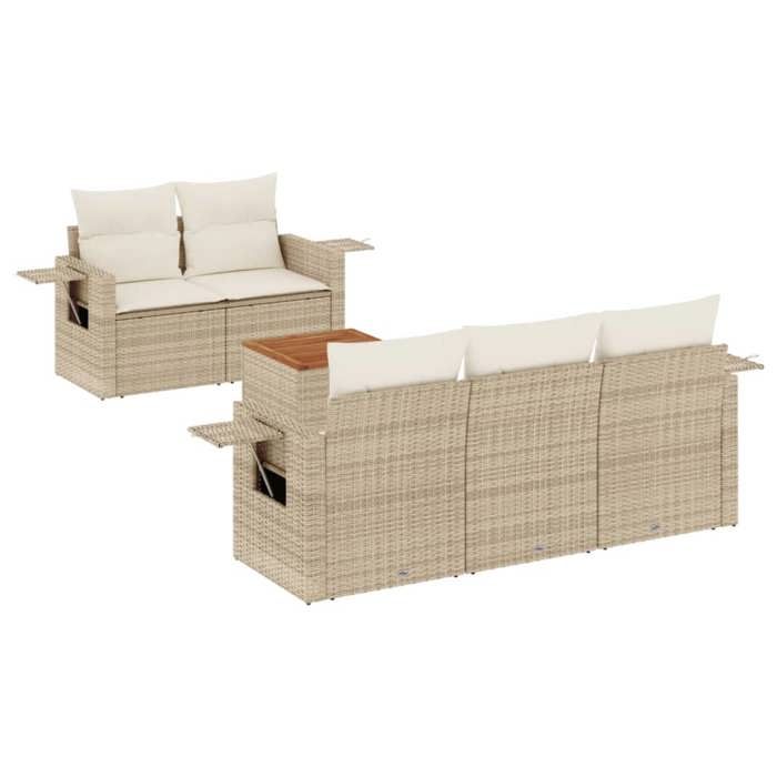 VidaXL Salon de Jardin avec Coussins 6 pcs, Canapés de Terrasse, Ensemble de Meubles de Patio, Mobilier d'Extérieur, Beige 3224448