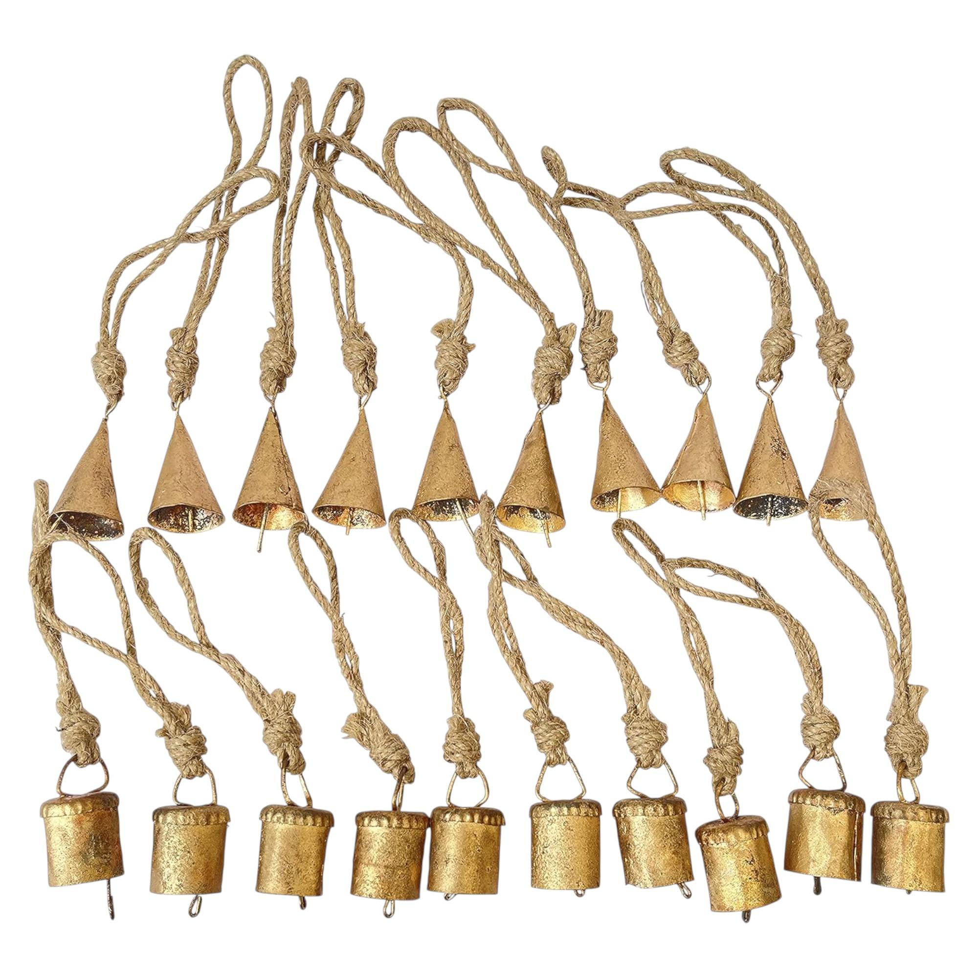 

Vintage Farmhouse Hanging Bells Set of 20, Antique Iron Jingle Bells for Christmas Ornaments and Rustic Boho DIY Home Wall Décor Crafts