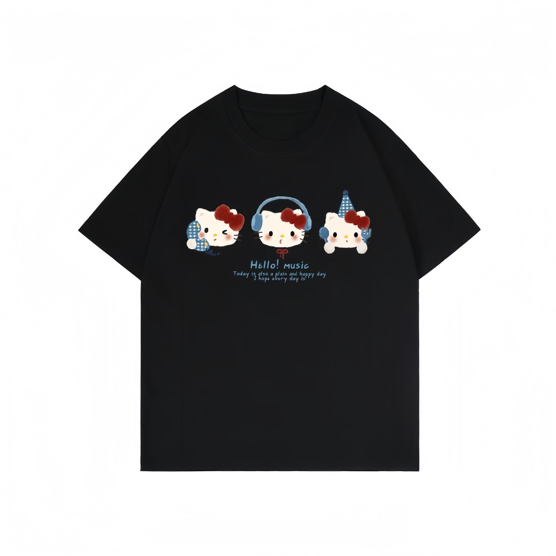 

Trendy Plus-Size 2026 Black Cartoon Loose-Fit Short-Sleeve T-Shirt for Women XL [Recommended 115-130 kg] чёрный