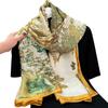 Qingming Shanghetu Long Towel Sunscreen Versatile Printing Imitation Silk Scarf Women's Long Silk Scarf Beach Towel