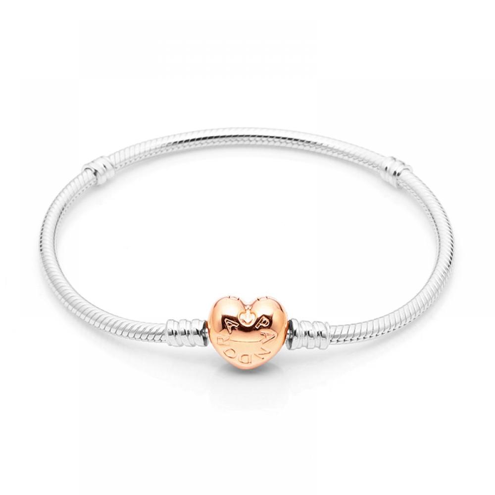 Pandora 580719 Moment Heart Snake Chain Bracelet