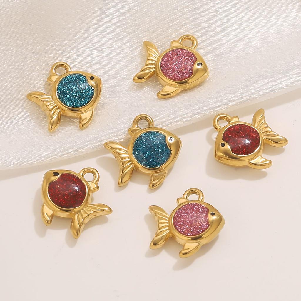 Yori 5pcs Gold Dripping Fish DIY Pendant Stainless Steel Waterproof Jewelry Cute Cartoon Pendant DIY Fun Accessories 2025 NEW