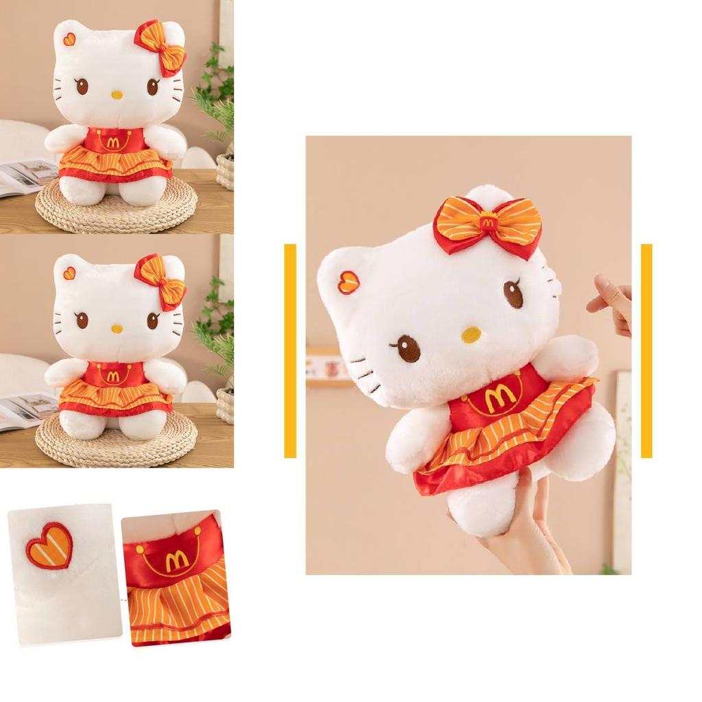 Entzückende Kt Cat Plüschpuppe in charmantem rotem Kleid, perfekt für Kinder-Sammlerstücke