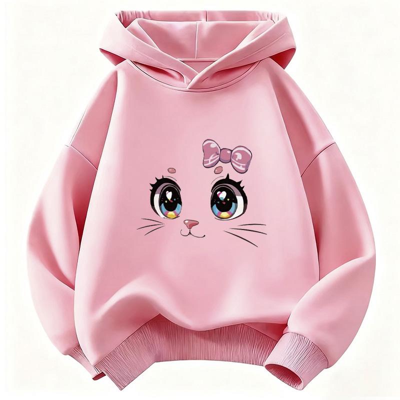 Cartoon Cat Meme Printed Hoodie Kids Cat Children's Sweatshirt Cute Sweet Hoody Girls Autumn Winter Casual Hoodies