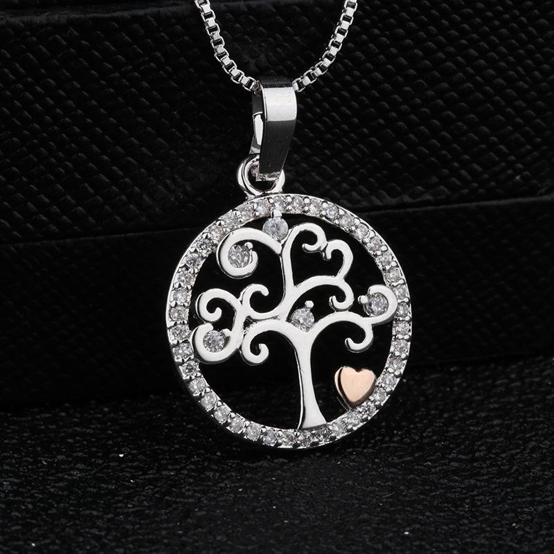 Colier Nou Arborele Vieții Dragoste Incrustat Diamant Placat Aur Dimensiune Culoare Păstrare Pandantiv
