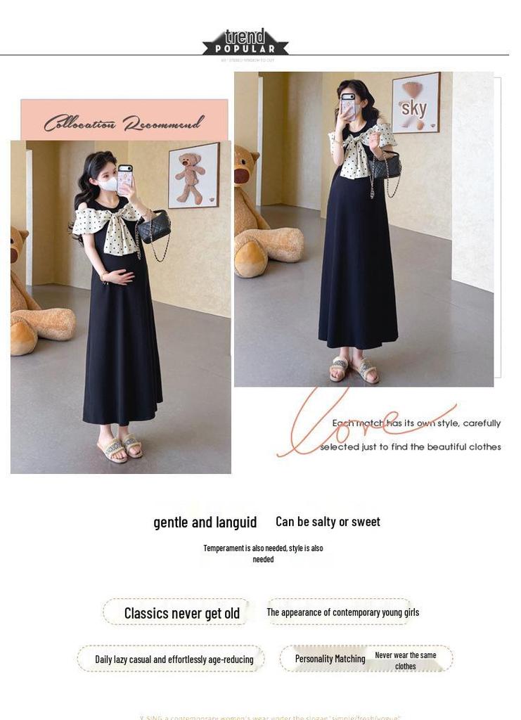 2026 Summer French-Style Maternity Dress - Romantic, Age-Reducing, Anti-Pilling Patchwork Design for Going Out