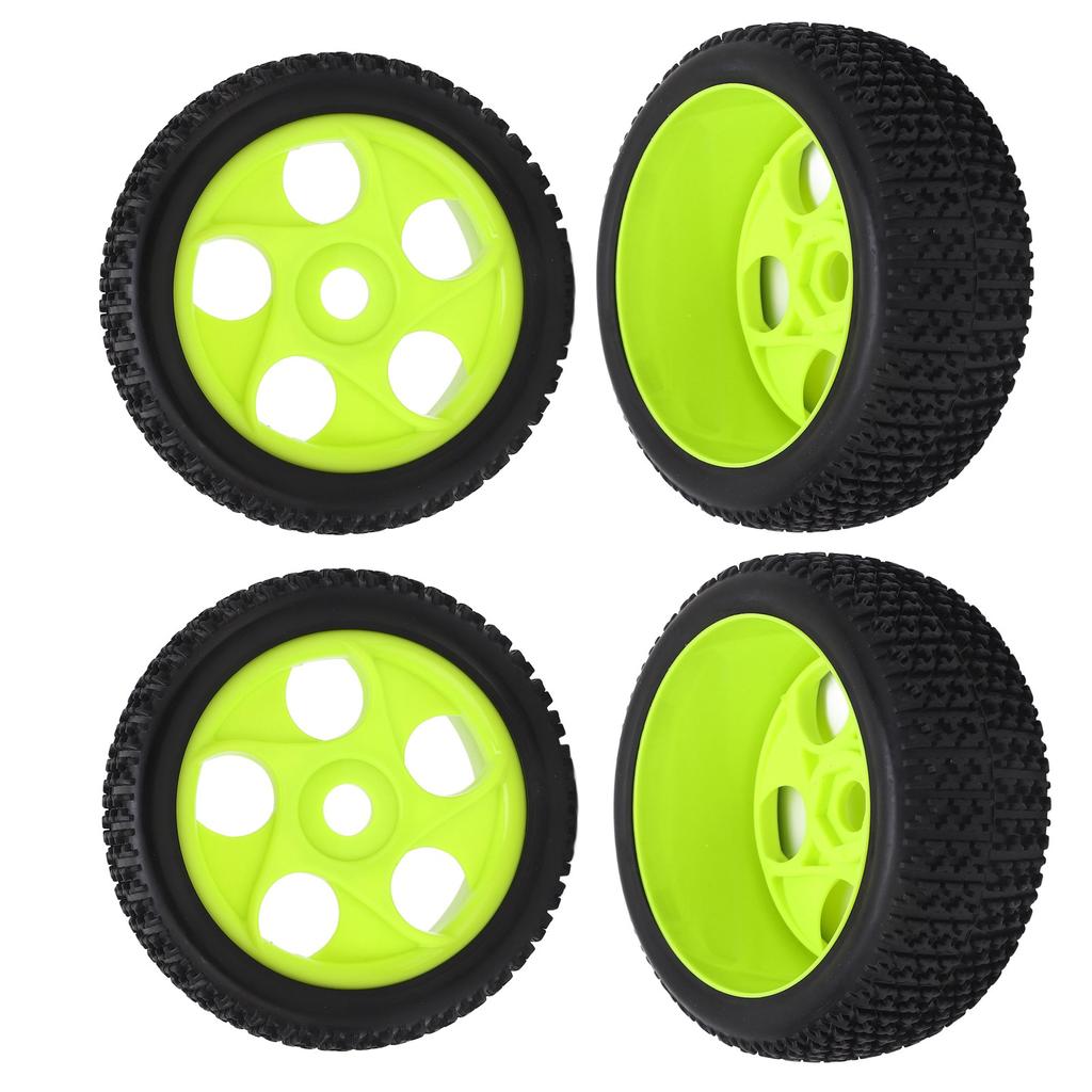 4Pcs RC Tires 5 Holes 17mm Hex Diameter Sturdy Green RC Wheel Rims Tires For  1/8 RC Car