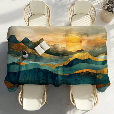 Mountain Land Table Cloth Party Decor Dining Room Home Kitchen Patios Waterproof Stain-Proof Table Cloth