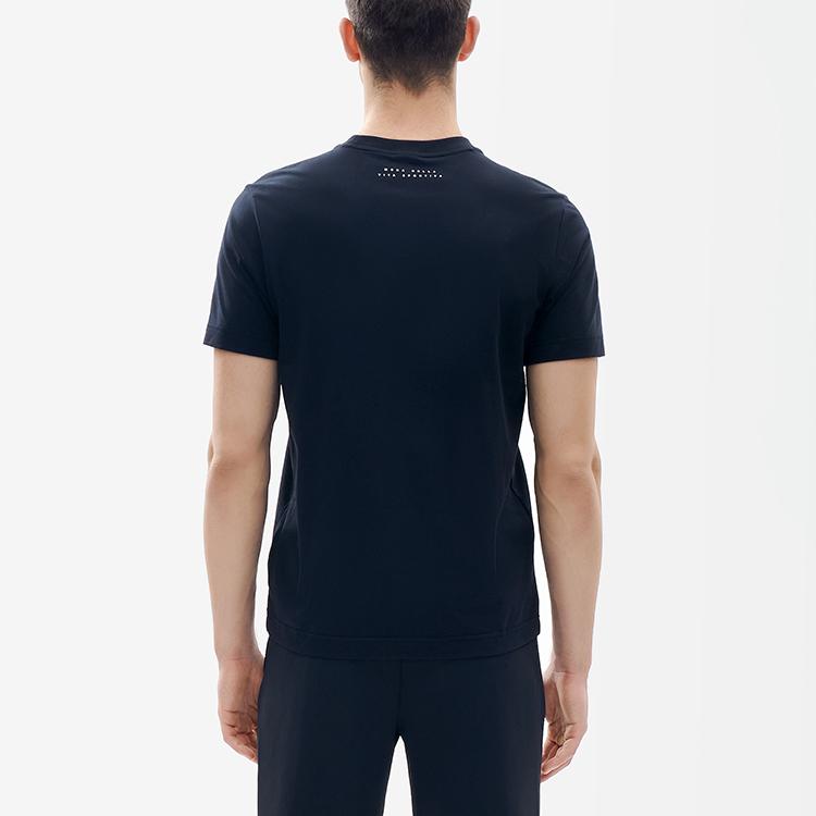 Fila Athletics Printed Fitness Base Layer Sports Casual Knit Short Sleeve T-Shirt Men Tops Deep-Black A11M211103F-BK