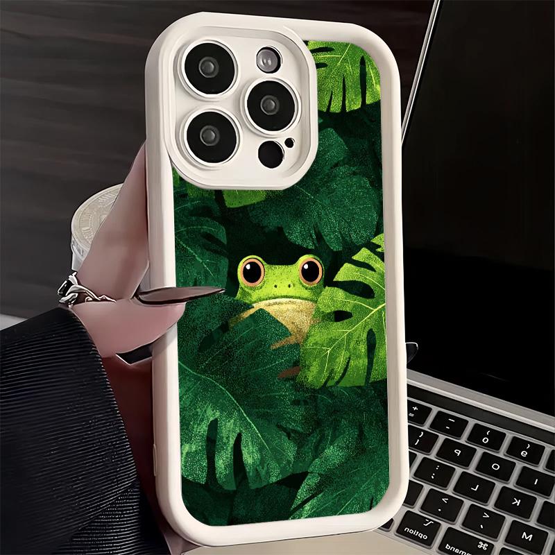 Phone Case for iPhone 17 Air 16E 15 16 Pro Max Cute Cartoon Frog Cover 14 Plus 13 12 Mini Soft Shell Silicone Fundas