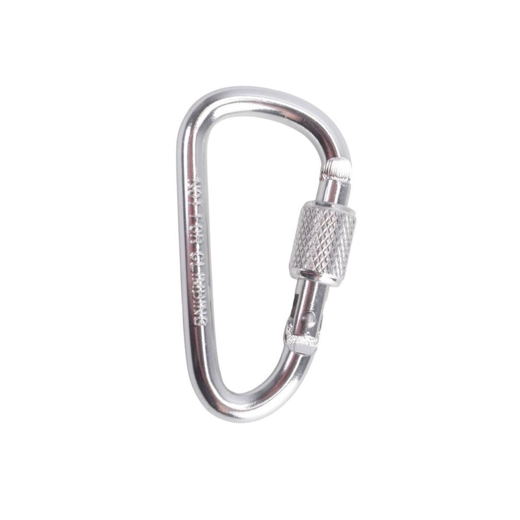 D-Shaped Locking Aluminum Carabiner No. 6 with Keyring for Backpack and Rope